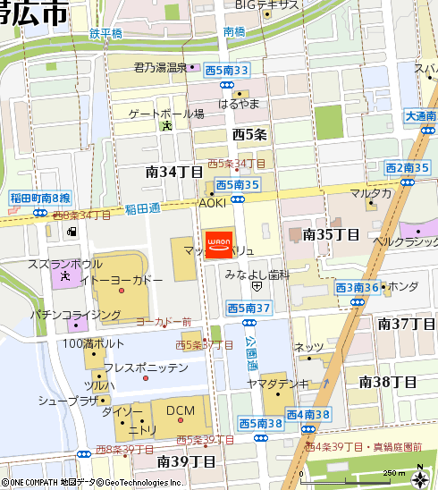 マックスバリュ稲田店付近の地図